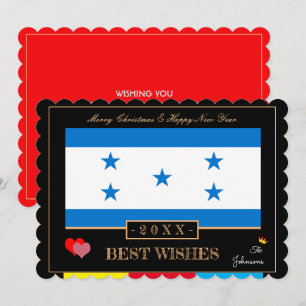 Tarjeta Festiva Bandera hondureña y carta feliz de año nuevo/mejor