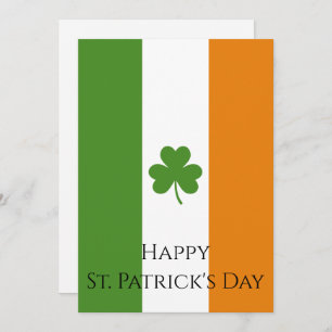 Tarjeta Festiva Bandera irlandesa de San Patricio con Shamrock P