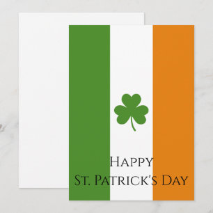 Tarjeta Festiva Bandera irlandesa de San Patricio con trébol   Per