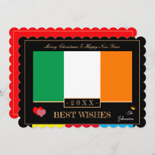 Tarjeta Festiva Bandera irlandesa y feliz año nuevo/mejores deseos