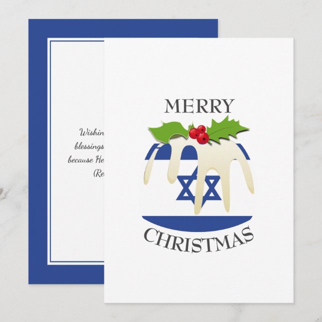 Tarjeta Festiva BANDERA ISRAELÍ | Navidades Pudding | Festividad (Anverso / Reverso)