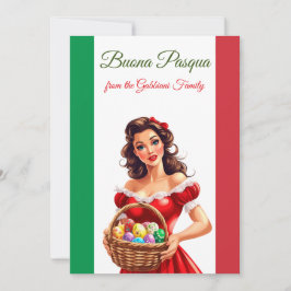 Tarjeta Festiva Bandera italiana festiva Feliz Pascua Buona Pasqua