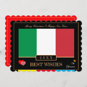 Tarjeta Festiva Bandera italiana y carta feliz de Año Nuevo/mejore