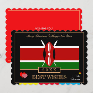 Tarjeta Festiva Bandera keniana y los mejores deseos de Año Nuevo