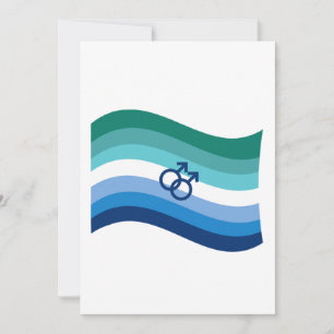 Tarjeta Festiva Bandera Ondulada de Orgullo de Amor Gay Masculino 