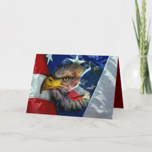 Tarjeta Festiva Bandera Patriótica Americana Bald Eagle Wolf