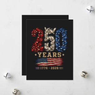 Tarjeta Festiva Bandera Patriótica del Águila Americana 250 Años