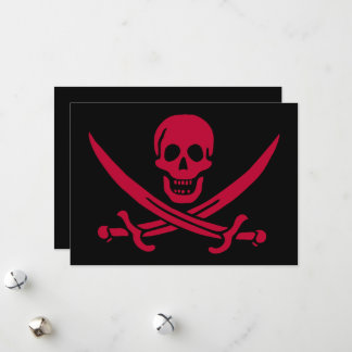 Tarjeta Festiva Bandera pirata de Crimson Skull & Swords Jack en C