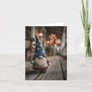 Tarjeta Festiva Bandera portadora del Gnome Estadounidense Patriót