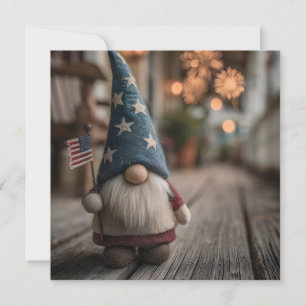 Tarjeta Festiva Bandera portadora del Gnome Estadounidense Patriót