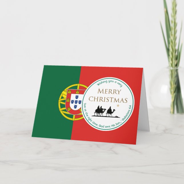 Tarjeta Festiva BANDERA PORTUGAL Tres sabios hombres NAVIDADES (Anverso)
