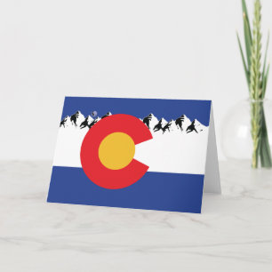 Tarjeta Festiva Bandera y montañas de Colorado