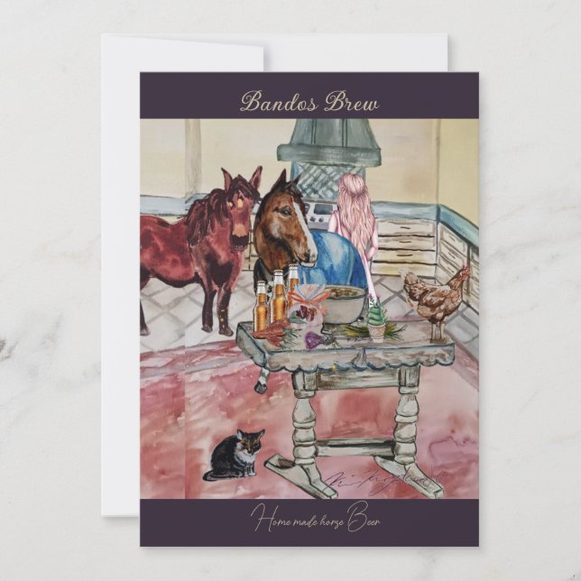 Tarjeta Festiva Bandos Beer casero de caballos (Anverso)