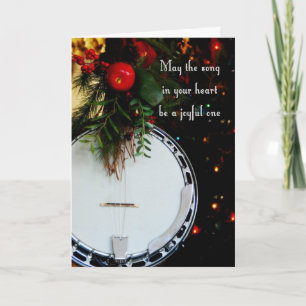 Tarjeta Festiva Banjo navideño alegre de la canción navideña