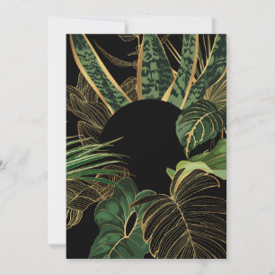Tarjeta Festiva Banner de hoja tropical, plantas de selva verde y