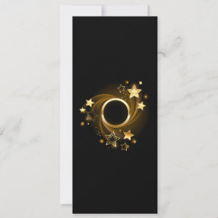 Tarjeta Festiva Banner redondo con estrellas de oro en negro