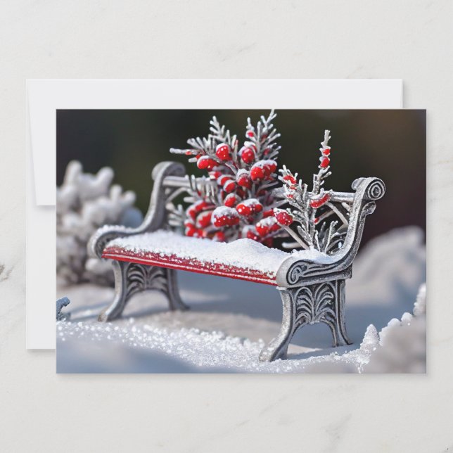 Tarjeta Festiva Baño cubierto de escarcha en un entorno nevado (Anverso)