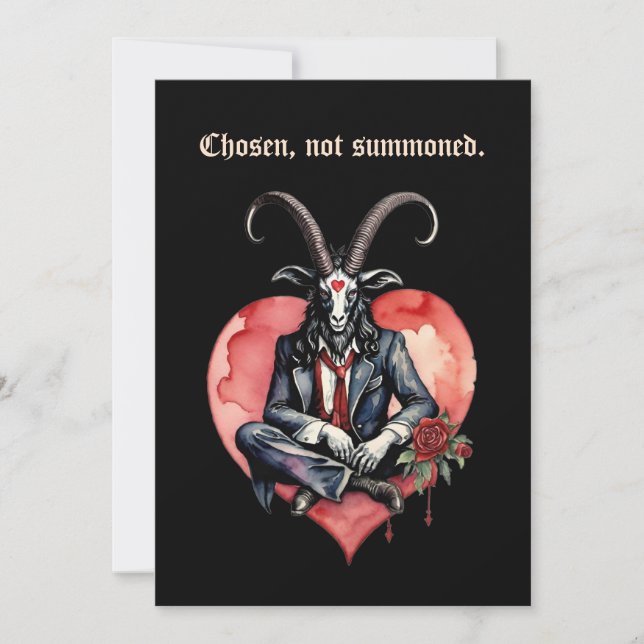 Tarjeta Festiva Baphomet Día de San Valentín Gótico Elegido (Anverso)