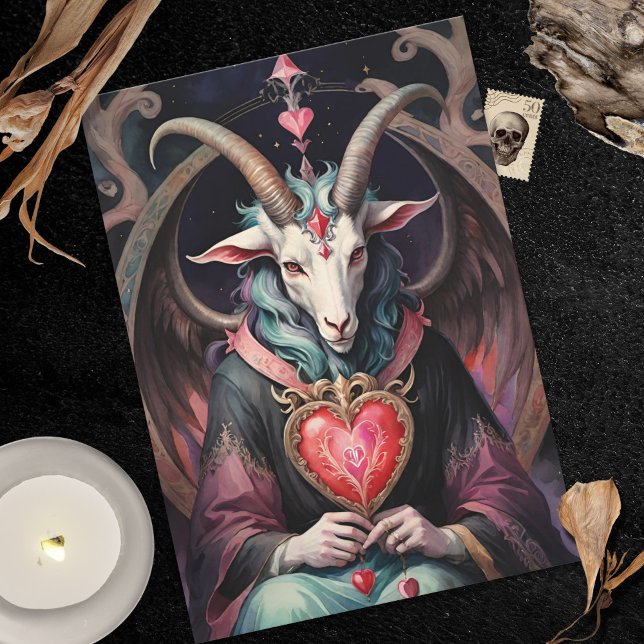 Tarjeta Festiva Baphomet Gothic Valentine's Day Every Realm (Baphomet Gothic Valentine's Day Every Realm Holiday Card)
