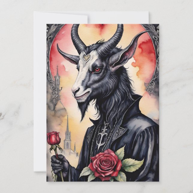 Tarjeta Festiva Baphomet Gothic Valentine's Day Love (Anverso)
