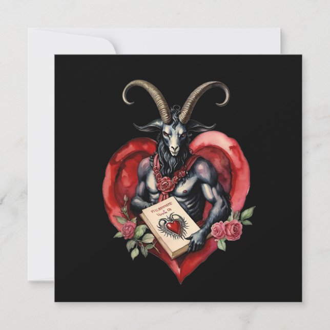 Tarjeta Festiva Baphomet Gothic Valentine's Day Love (Anverso)
