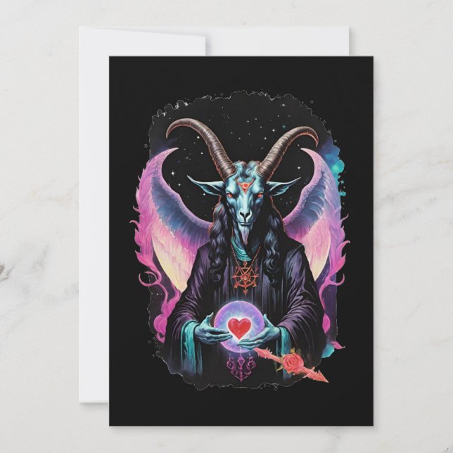 Tarjeta Festiva Baphomet Gothic Valentine's Day Love (Anverso)