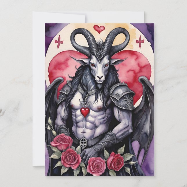 Tarjeta Festiva Baphomet Gothic Valentine's Day Love (Anverso)