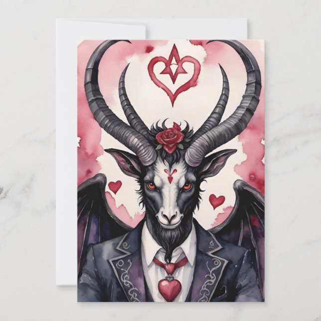 Tarjeta Festiva Baphomet Gothic Valentine's Day Love (Anverso)