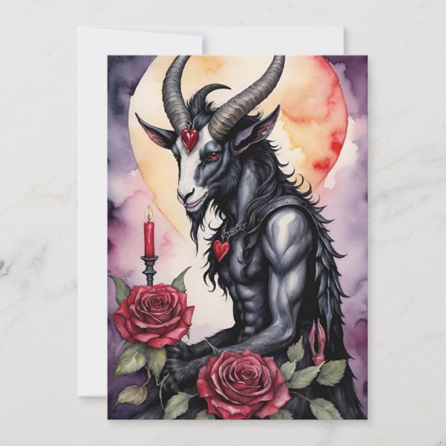 Tarjeta Festiva Baphomet Gothic Valentine's Day Love (Anverso)
