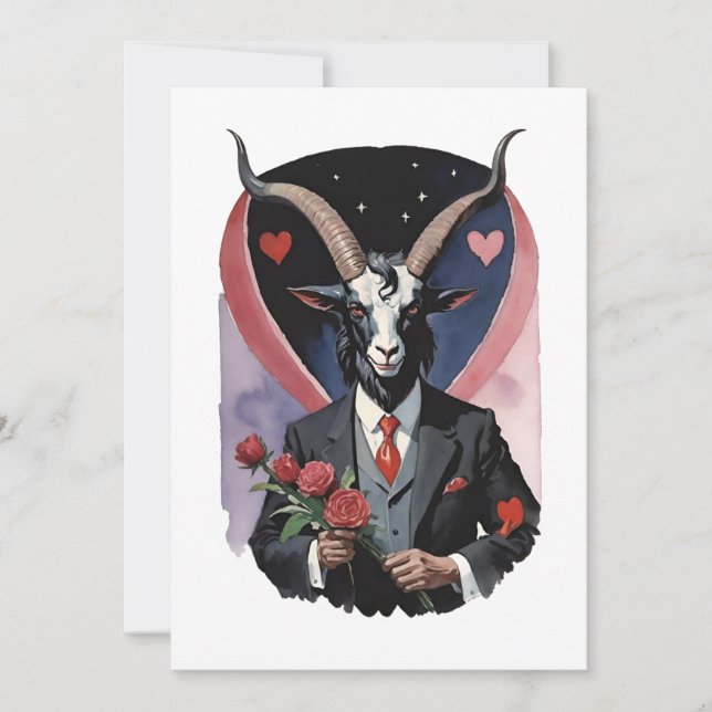 Tarjeta Festiva Baphomet Gothic Valentine's Day Love (Anverso)