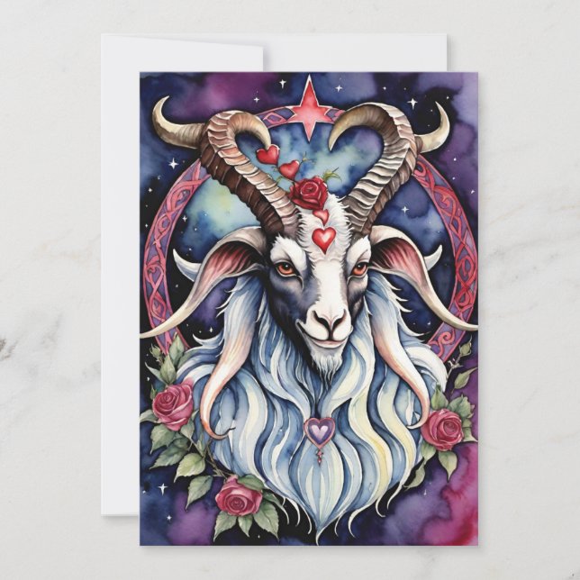 Tarjeta Festiva Baphomet Gótico Día de San Valentín Cada Reino (Anverso)