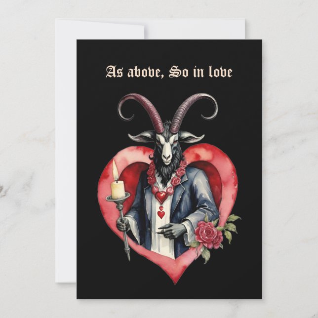 Tarjeta Festiva Baphomet Gótico Día de San Valentín Como Arriba (Anverso)