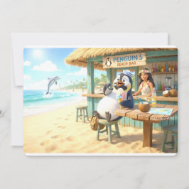 Tarjeta Festiva Bar de playa del pingüino
