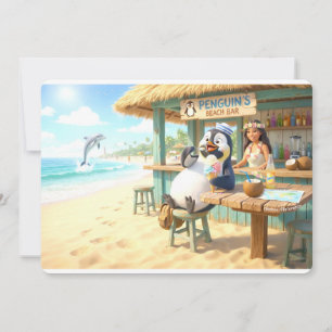 Tarjeta Festiva Bar de playa del pingüino