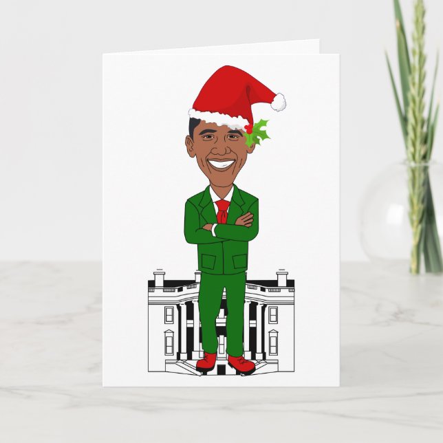 Tarjeta Festiva Barack Obama Papá Noel (Anverso)