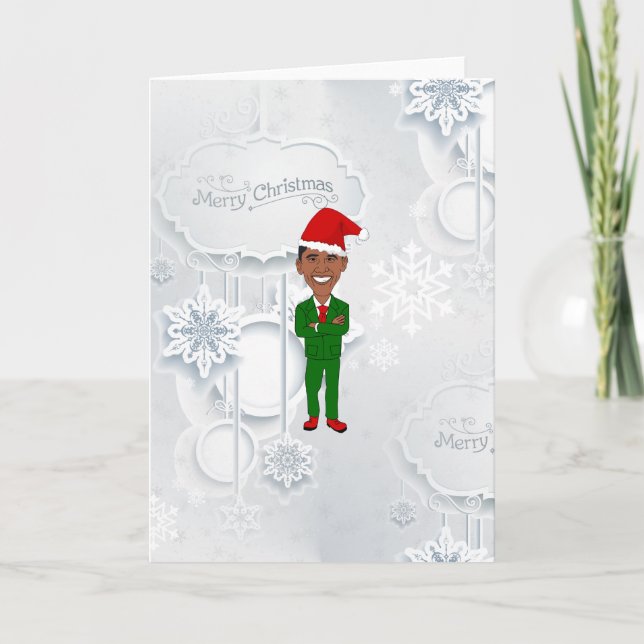 Tarjeta Festiva barack obama santa (Anverso)