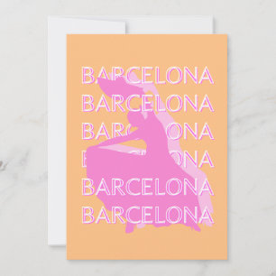 Tarjeta Festiva Barcelona Travel Art, España Travel Art, Naranja