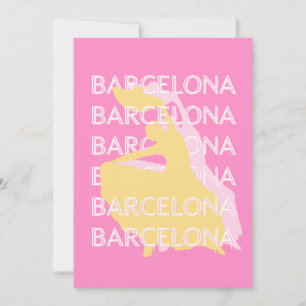 Tarjeta Festiva Barcelona Travel Art, España, Travel Art, Pink
