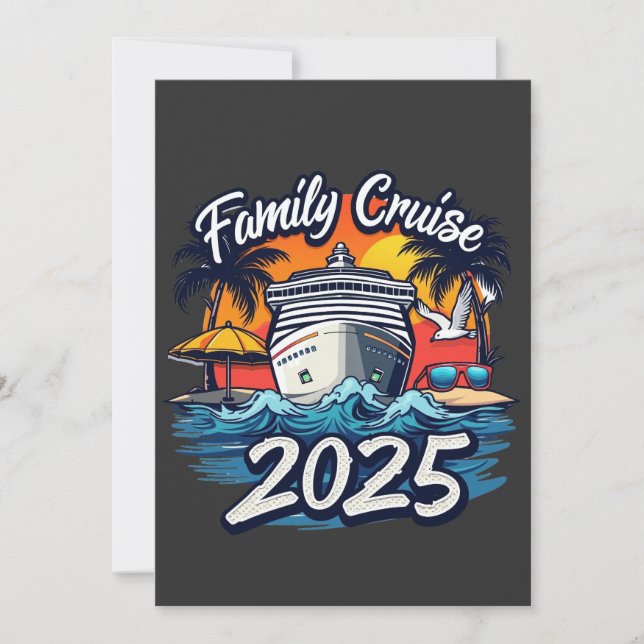 Tarjeta Festiva Barco de la tripulación familiar de crucero famili (Anverso)
