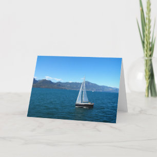 Tarjeta Festiva Barco de vela en el lago de Garda en Italia