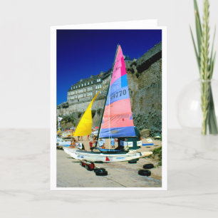 Tarjeta Festiva Barco de vela Hobie en St Malo