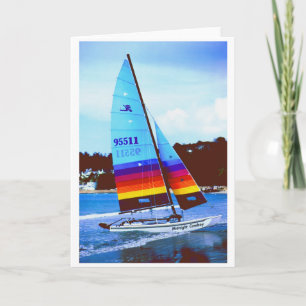 Tarjeta Festiva Barco de vela Hobie Midnight Cowboy