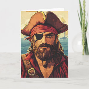 Tarjeta Festiva Barco marítimo pirata