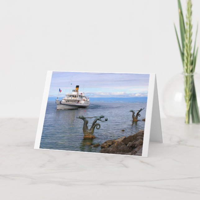 Tarjeta Festiva Barco Vevey Paddle, Lago Ginebra 97 (Anverso)