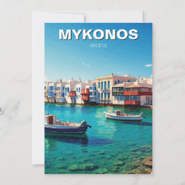 Tarjeta Festiva Barcos de las islas griegas Mykonos