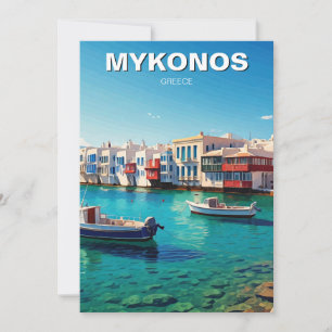 Tarjeta Festiva Barcos de las islas griegas Mykonos