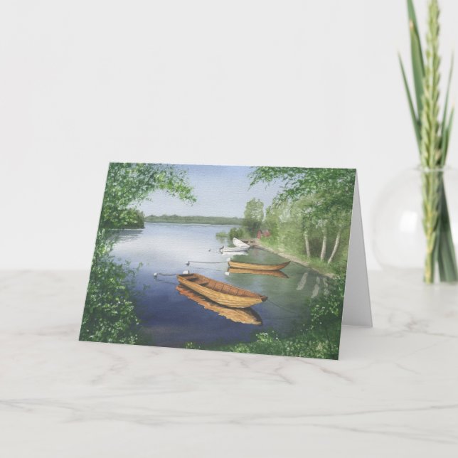 Tarjeta Festiva Barcos en el lago (Anverso)