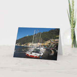 Tarjeta Festiva Barcos en Maderno en el lago de Garda en Italia