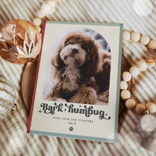Tarjeta Festiva Bark Humbug Dog Photo Funny Navidades