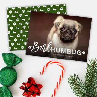 Tarjeta Festiva Bark Humbug Typography Dog Lover Foto Funny Mascot